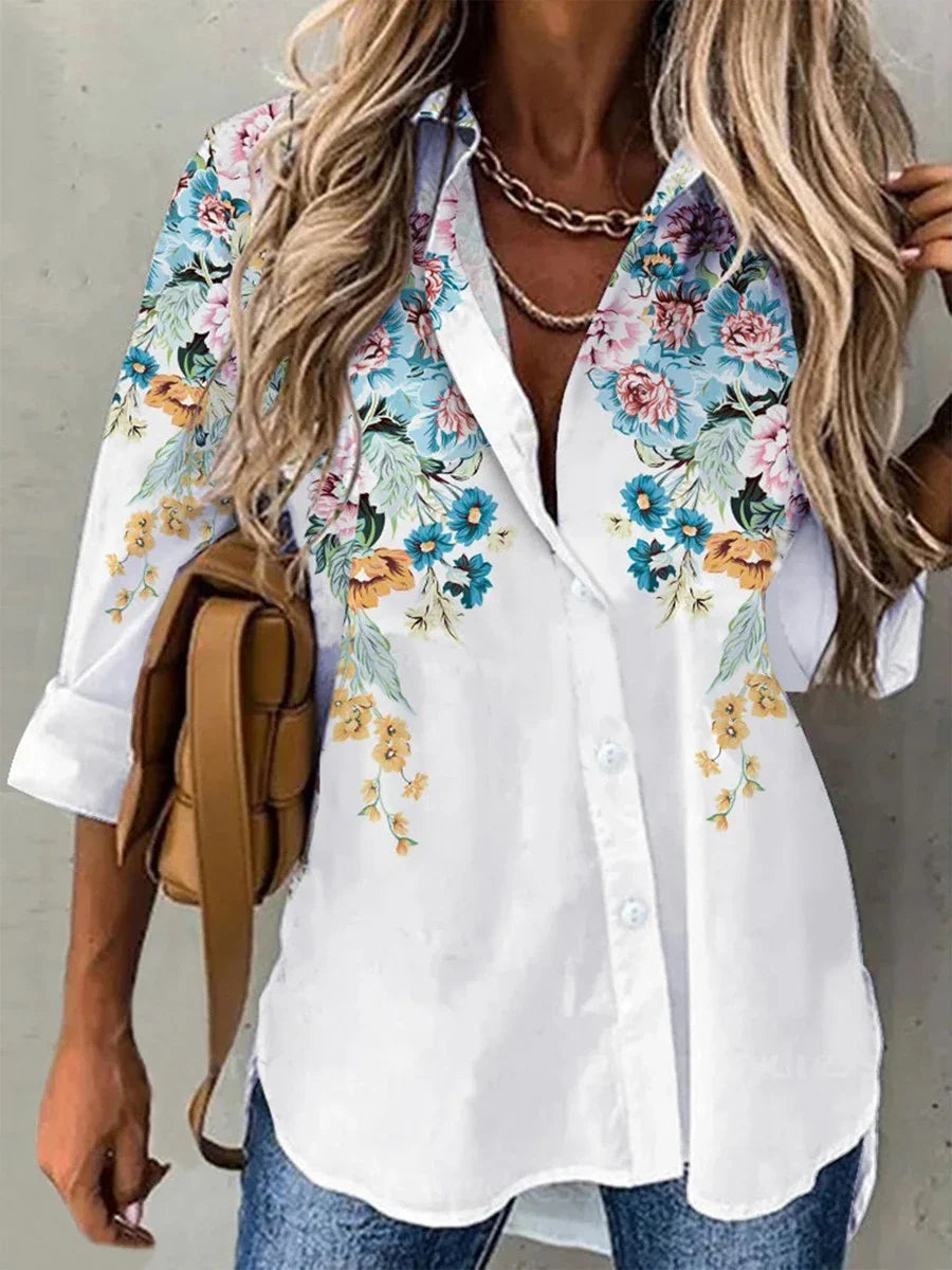 White/Blue-Yellow Floral / XXL