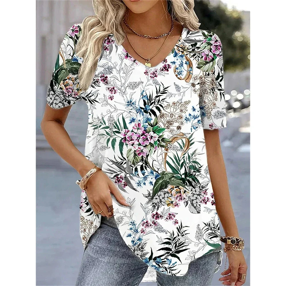 White Tropical Floral Print / XXL