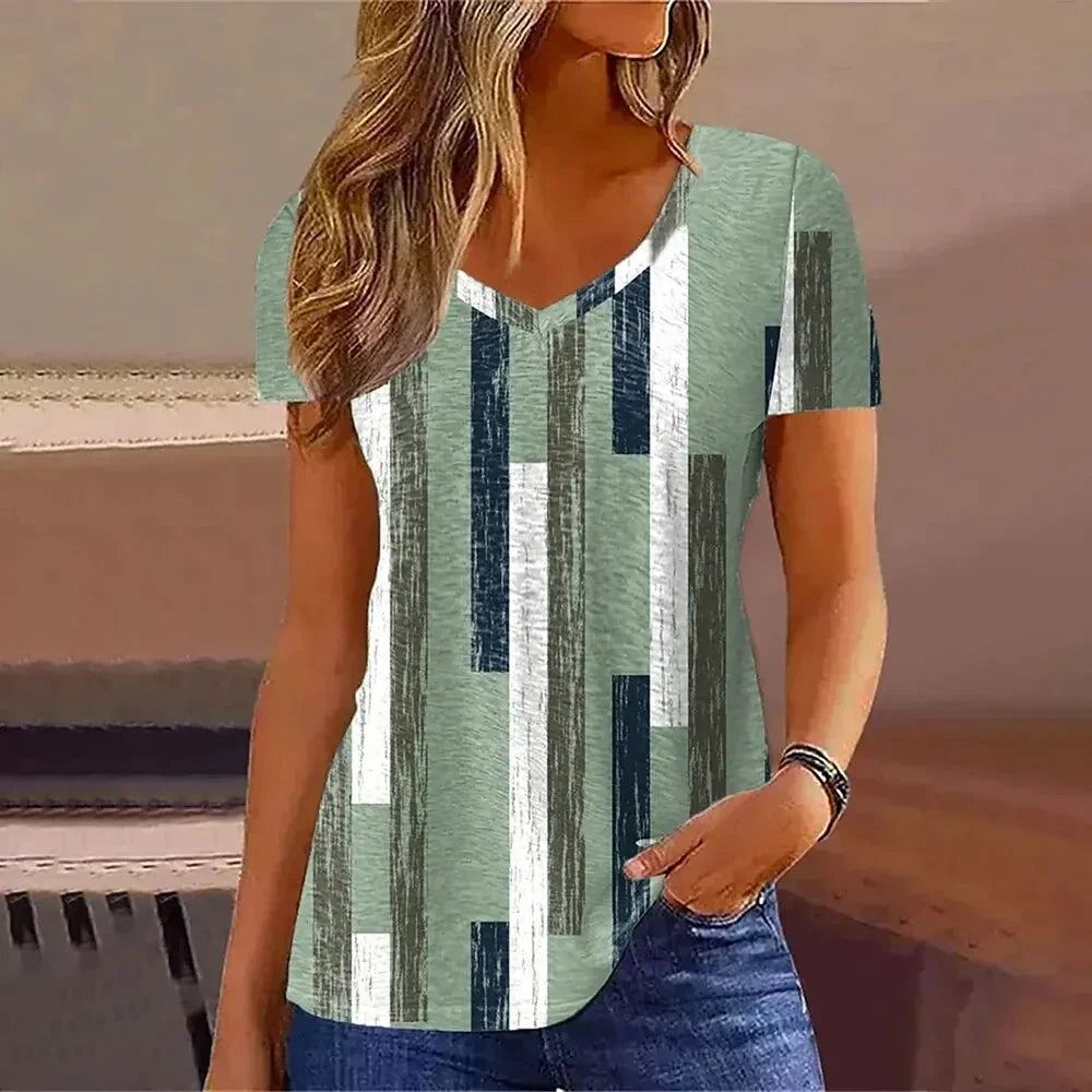 Green/White Striped Print / XXL