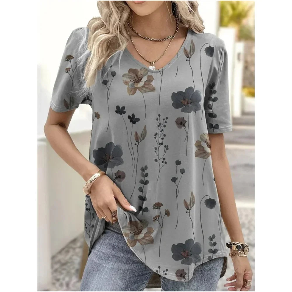 Gray Floral Print / XXL